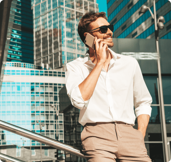 Happy patient walking through Istanbul streets