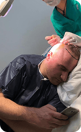 Patient receiving comfortable medical care